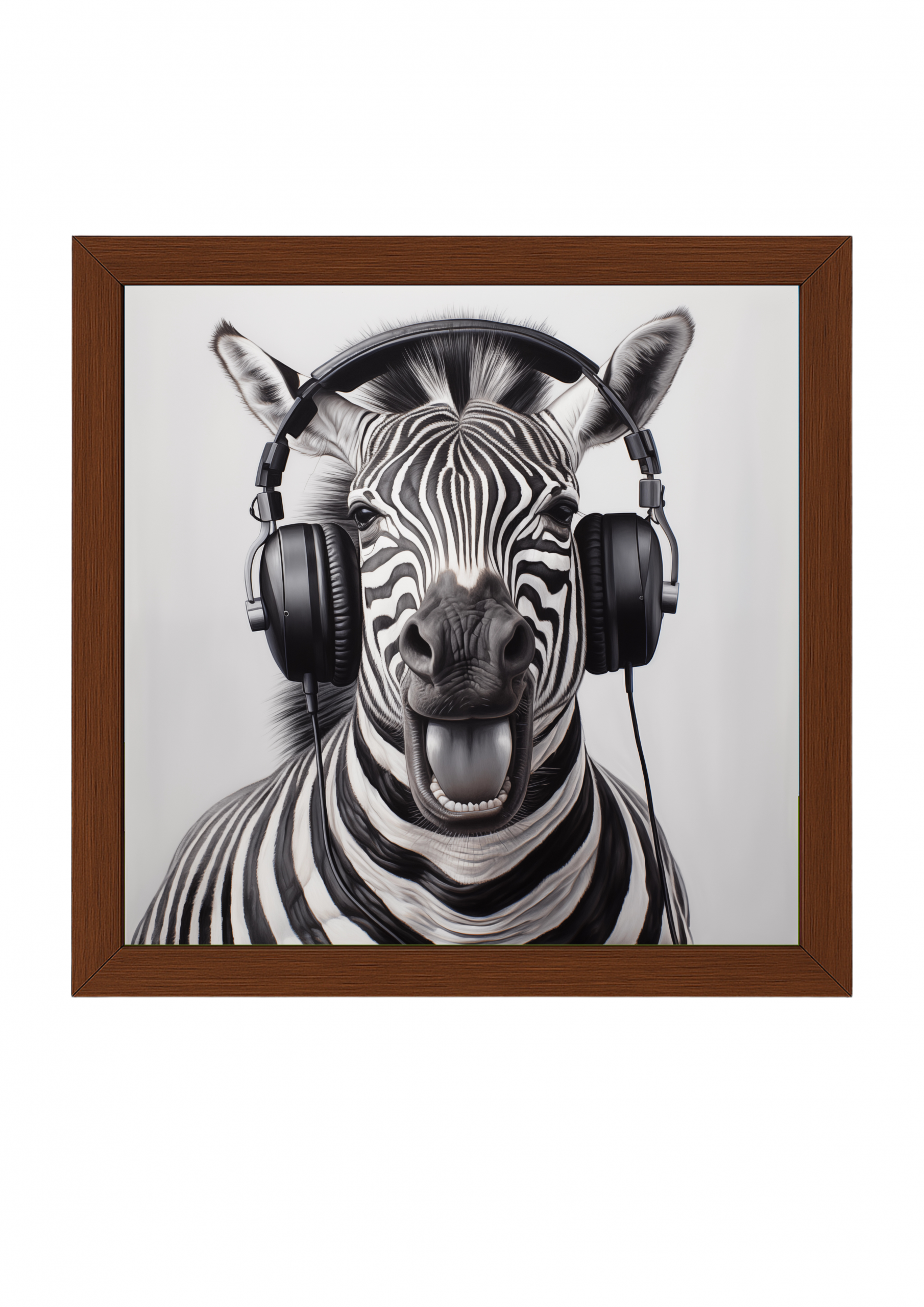 Poster- Happy Zebra with Headphones