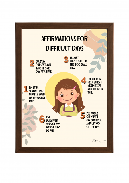 Affirmations for Difficult Days Poster- Affirmations for Difficult Days